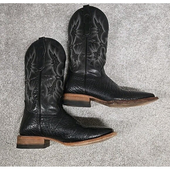 Alfa Western Leather Cowboy Boots Black Men’s Size 28 EE/ US 10 / FITS 9 READ - Picture 1 of 11